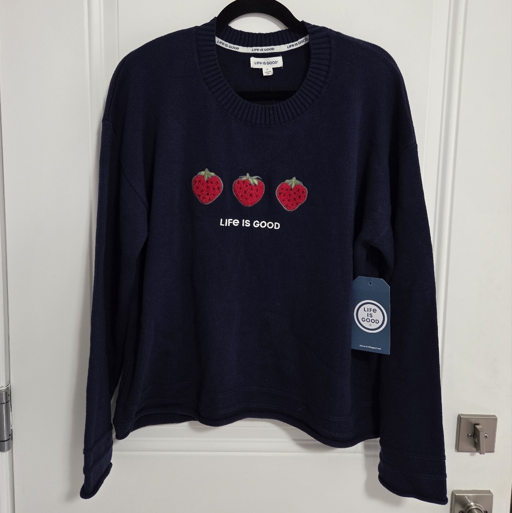 NWT - Life Is Good Women's Strawberry Sweater - Size L